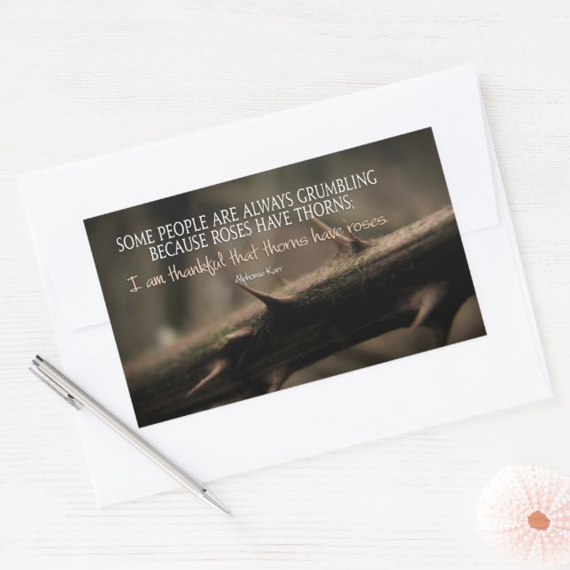 Alphonse Karr Inspirational Quote "Roses & thorns" Rectangular Sticker (Envelope)