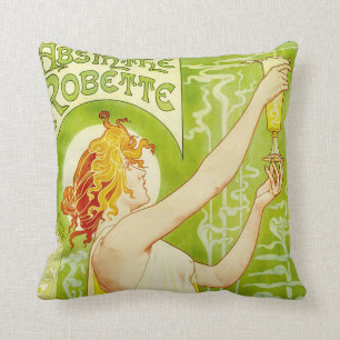 Alphonse Mucha Absinthe Robette Pillow