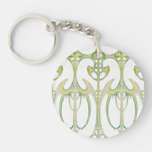 Alphonse Mucha abstract art and signature Key Ring
