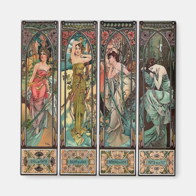 Alphonse Mucha art, art nouveau,vintage,females Magnet (Front)
