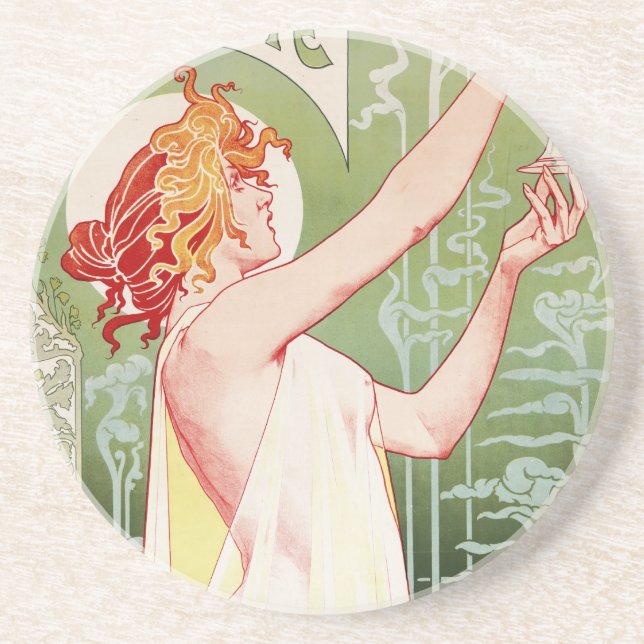 Alphonse Mucha Art Deco Coaster (Front)
