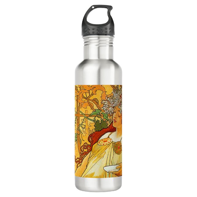 Alphonse Mucha Art Nouveau Autumn 710 Ml Water Bottle (Front)