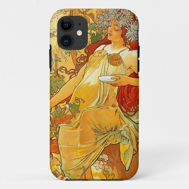 Alphonse Mucha Art Nouveau Autumn Case-Mate iPhone Case (Back)