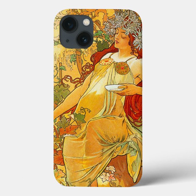 Alphonse Mucha Art Nouveau Autumn Case-Mate iPhone Case (Back)