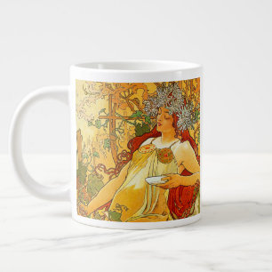 Alphonse Mucha Art Nouveau Autumn Large Coffee Mug