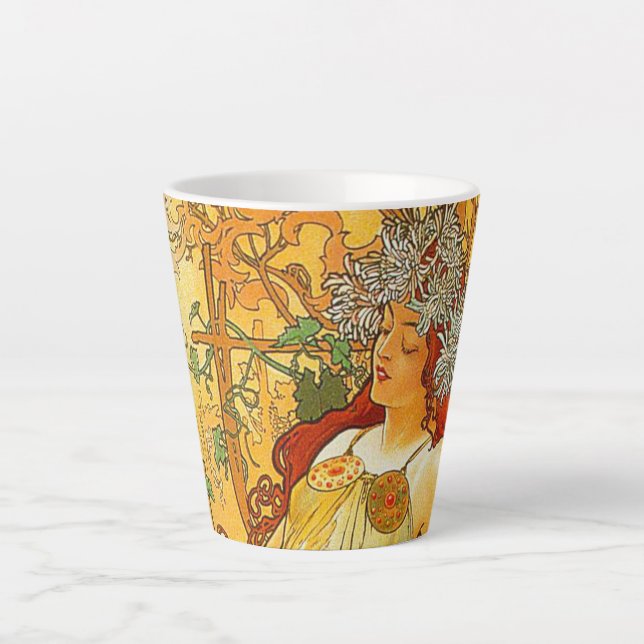 Alphonse Mucha Art Nouveau Autumn Latte Mug (Front)