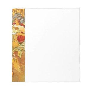Alphonse Mucha Art Nouveau Autumn Notepad