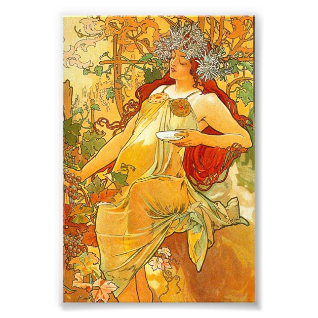 Alphonse Mucha Art Nouveau Autumn Photo Print (Front)