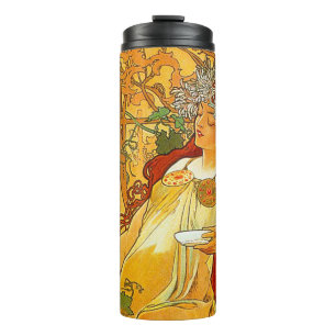 Alphonse Mucha Art Nouveau Autumn Thermal Tumbler