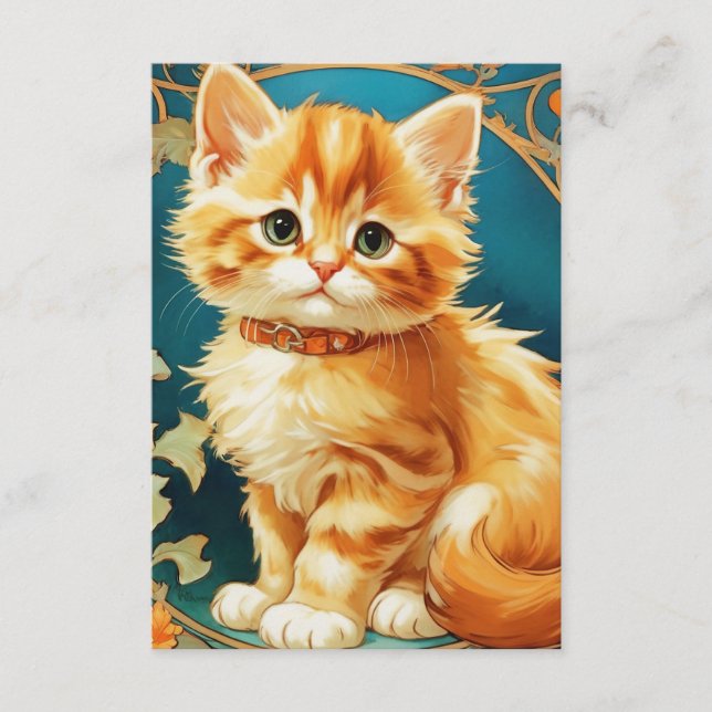 Alphonse Mucha Art Nouveau Cat Enclosure Card (Front)
