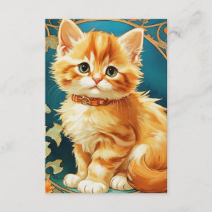 Alphonse Mucha Art Nouveau Cat Enclosure Card