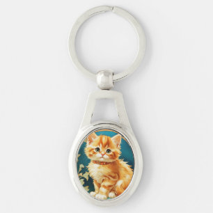 Alphonse Mucha Art Nouveau Cat Key Ring
