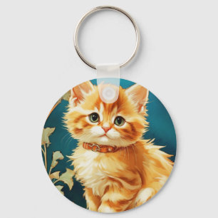 Alphonse Mucha Art Nouveau Cat Key Ring