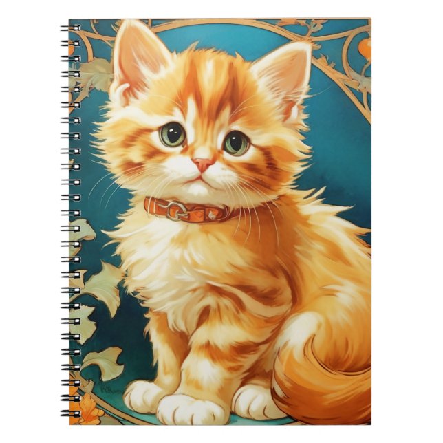 Alphonse Mucha Art Nouveau Cat Notebook (Front)