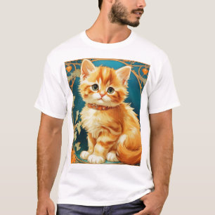 Alphonse Mucha Art Nouveau Cat T-Shirt