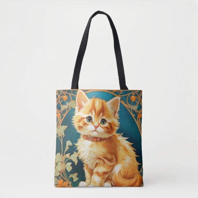 Alphonse Mucha Art Nouveau Cat Tote Bag (Front)