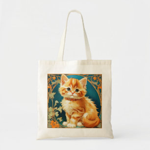 Alphonse Mucha Art Nouveau Cat Tote Bag