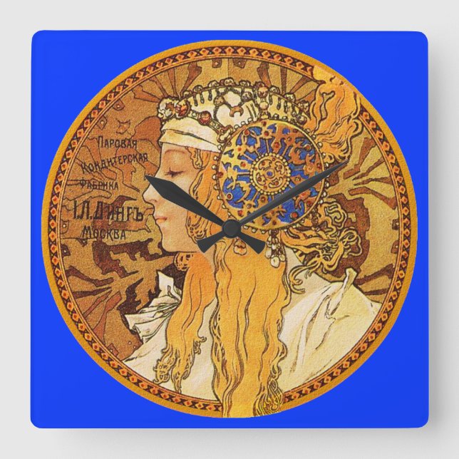 Alphonse Mucha Art Nouveau Clock (Front)