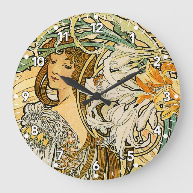 Alphonse Mucha Art Nouveau Clock (Front)