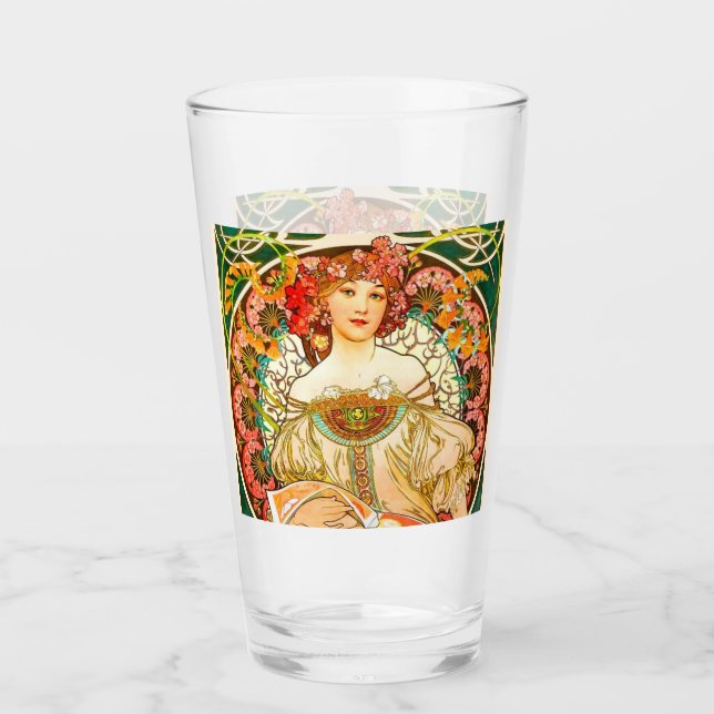 Alphonse Mucha Art Nouveau Daydream Glass (Front)