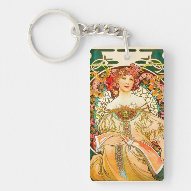 Alphonse Mucha Art Nouveau Daydream Key Ring (Front)
