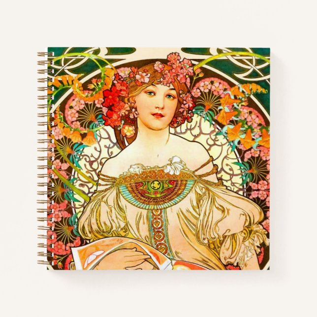 Alphonse Mucha Art Nouveau Daydream Notebook (Front)