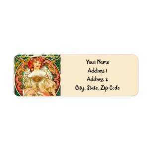 Alphonse Mucha Art Nouveau Daydream Return Address Label