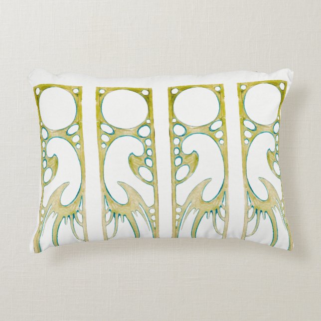 Alphonse Mucha art nouveau decorative frame stripe Cushion (Front)