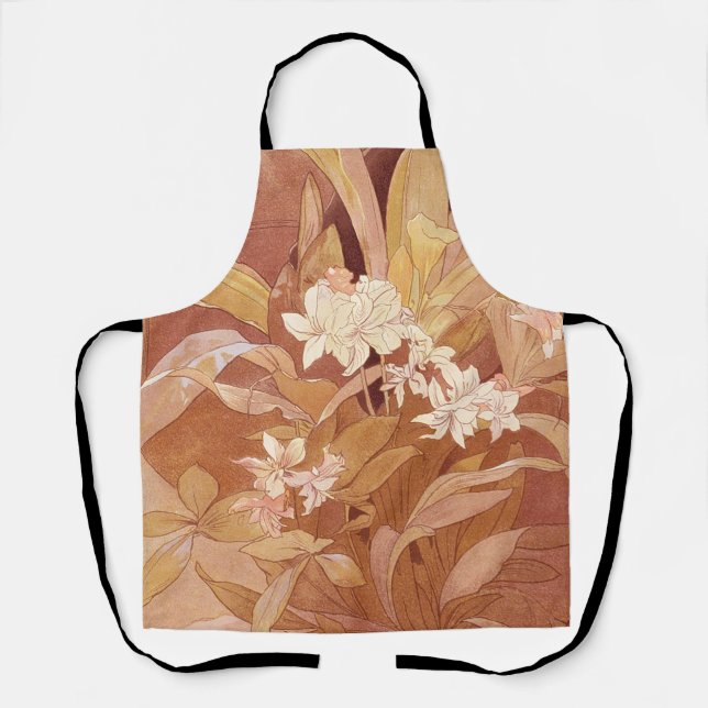 Alphonse Mucha Art Nouveau Floral Detail Apron (Front)