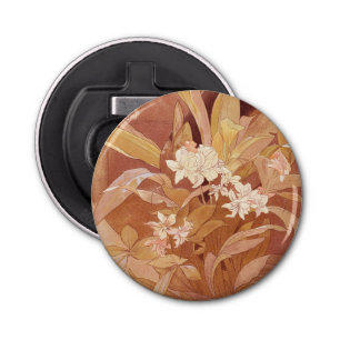 Alphonse Mucha Art Nouveau Floral Detail Bottle Opener