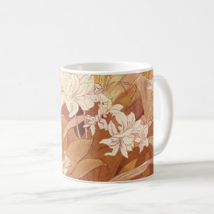 Alphonse Mucha Art Nouveau Floral Detail Coffee Mug
