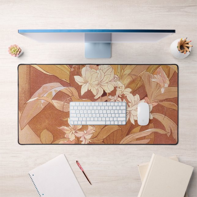 Alphonse Mucha Art Nouveau Floral Detail Desk Mat (Office 1)