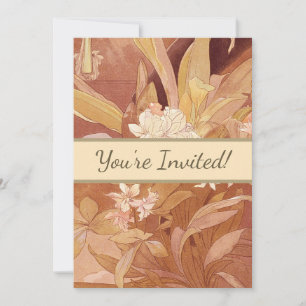 Alphonse Mucha Art Nouveau Floral Detail Invitation