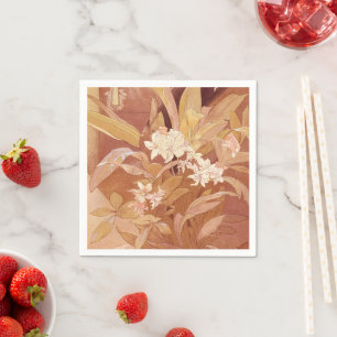 Alphonse Mucha Art Nouveau Floral Detail Napkin