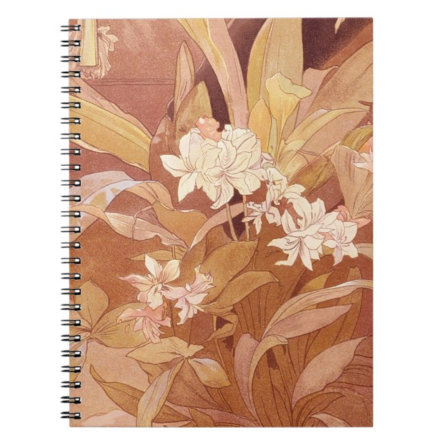 Alphonse Mucha Art Nouveau Floral Detail Notebook (Front)