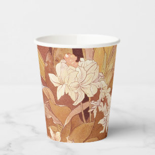 Alphonse Mucha Art Nouveau Floral Detail Paper Cups