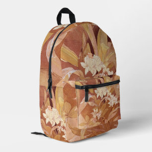 Alphonse Mucha Art Nouveau Floral Detail Printed Backpack