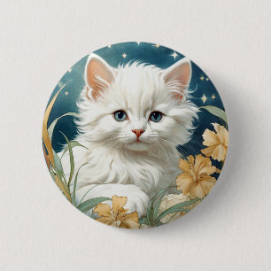 Alphonse Mucha Art Nouveau Kitten 6 Cm Round Badge