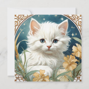 Alphonse Mucha Art Nouveau Kitten Invitation
