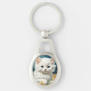Alphonse Mucha Art Nouveau Kitten Key Ring