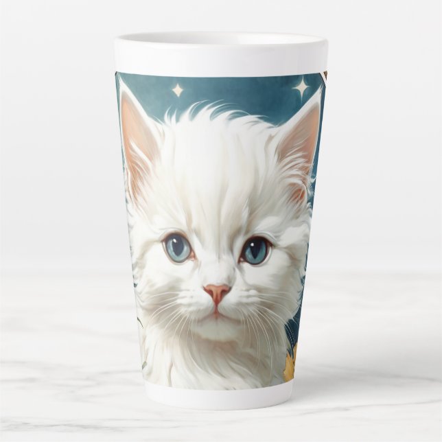 Alphonse Mucha Art Nouveau Kitten Latte Mug (Front)