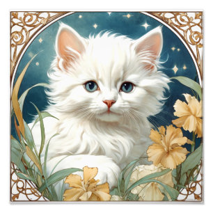 Alphonse Mucha Art Nouveau Kitten Photo Print