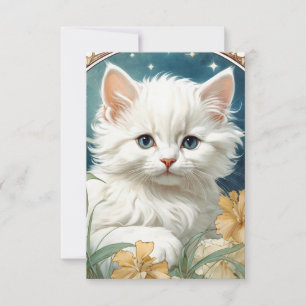 Alphonse Mucha Art Nouveau Kitten RSVP Card