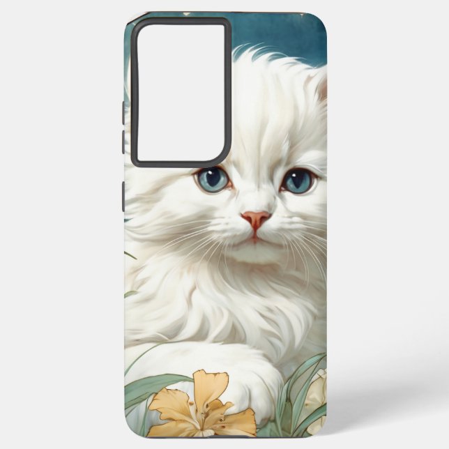 Alphonse Mucha Art Nouveau Kitten Samsung Galaxy S21 Ultra Case (Back)