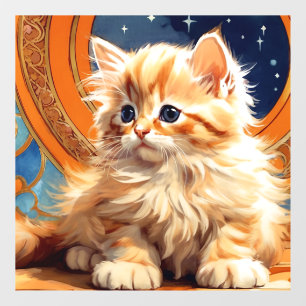 Alphonse Mucha Art Nouveau Orange Cat