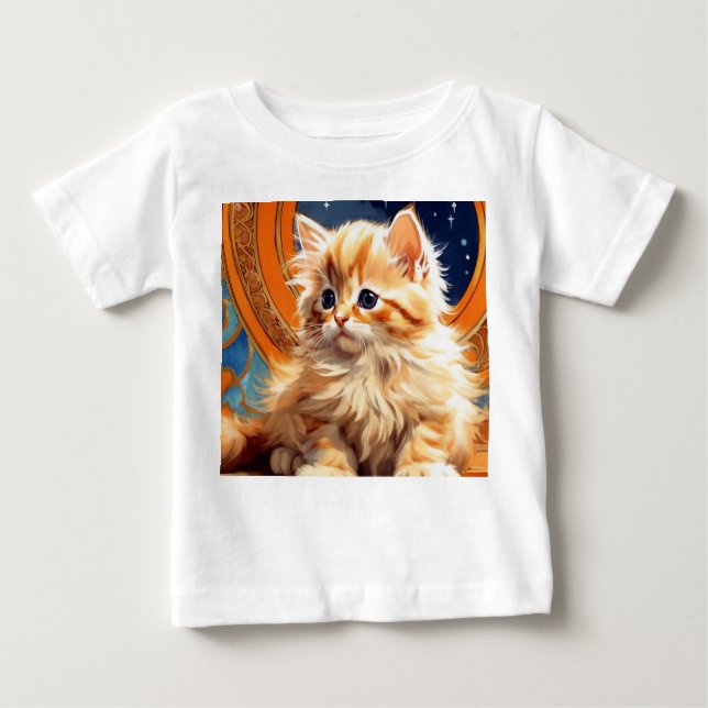 Alphonse Mucha Art Nouveau Orange Cat Baby T-Shirt (Front)