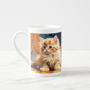 Alphonse Mucha Art Nouveau Orange Cat Bone China Mug