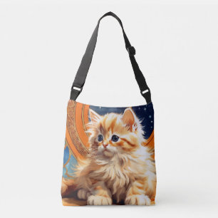 Alphonse Mucha Art Nouveau Orange Cat Crossbody Bag