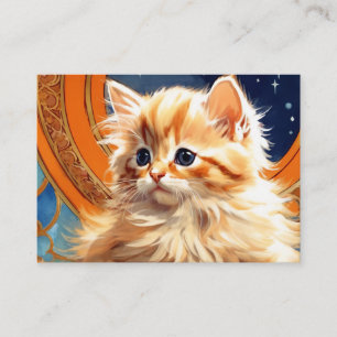 Alphonse Mucha Art Nouveau Orange Cat Enclosure Card