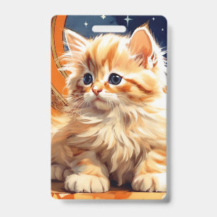 Alphonse Mucha Art Nouveau Orange Cat ID Badge